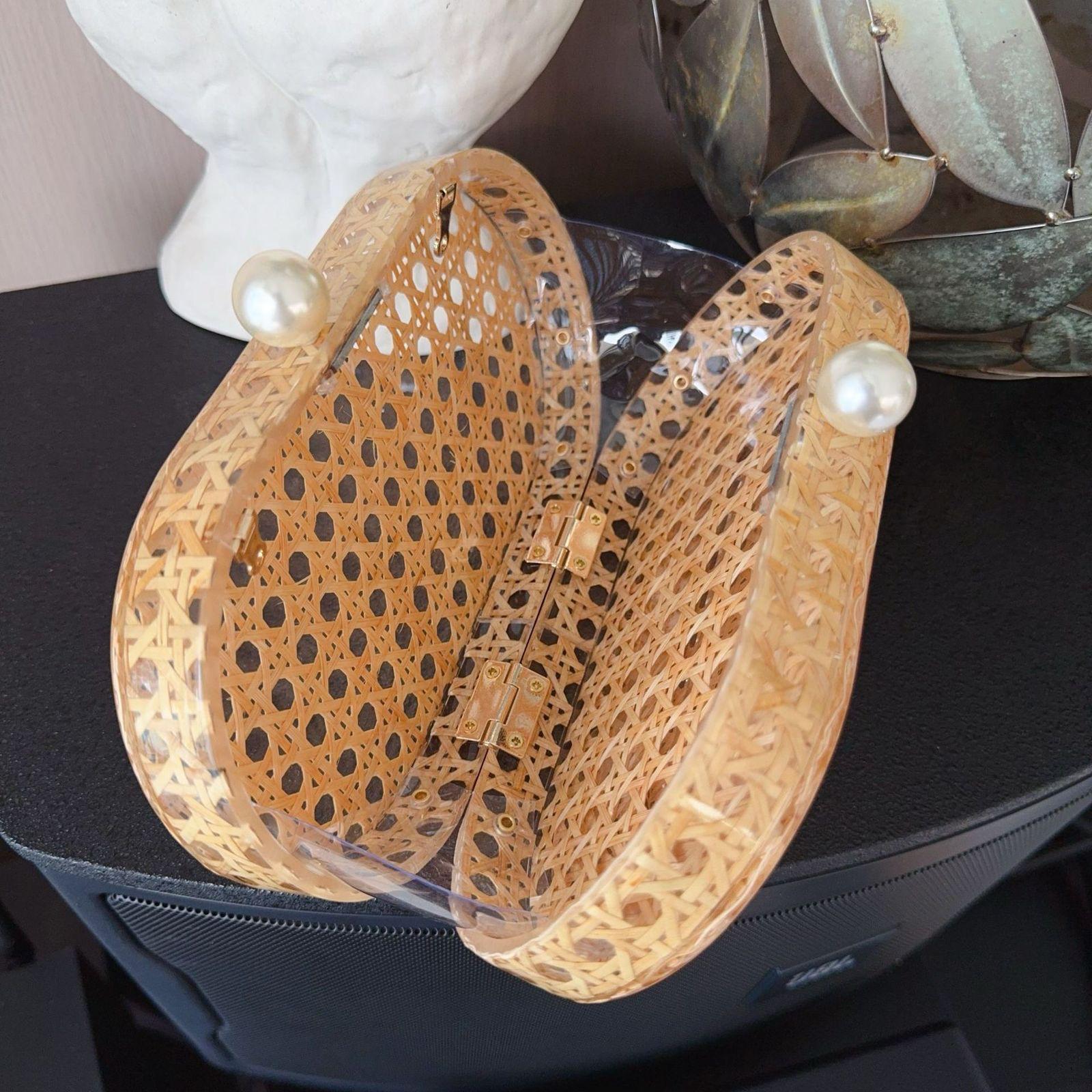 Golden Woven Pearl Clutch