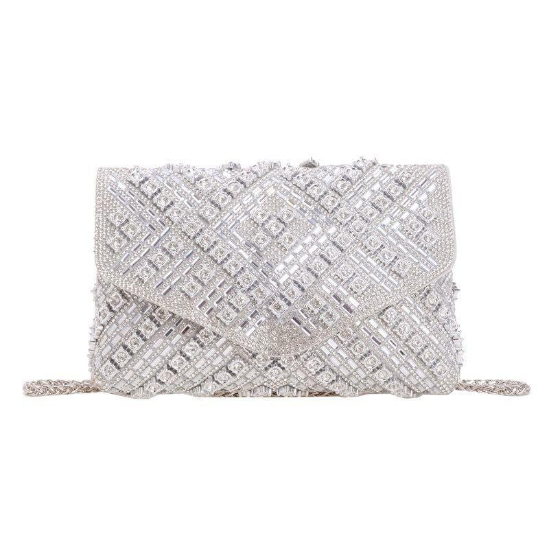 Crystal Rhinestone Evening Clutch – Silver Luxury Handbag
