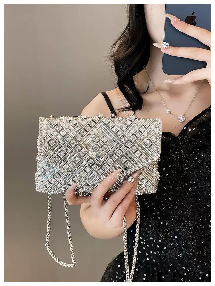 Crystal Rhinestone Evening Clutch – Silver Luxury Handbag