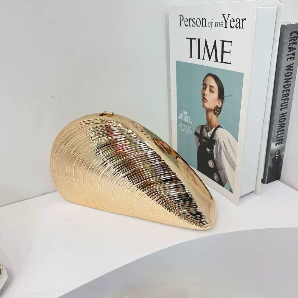 Luxe Metallic Seashell Clutch – Gold, Silver & Rose Gold